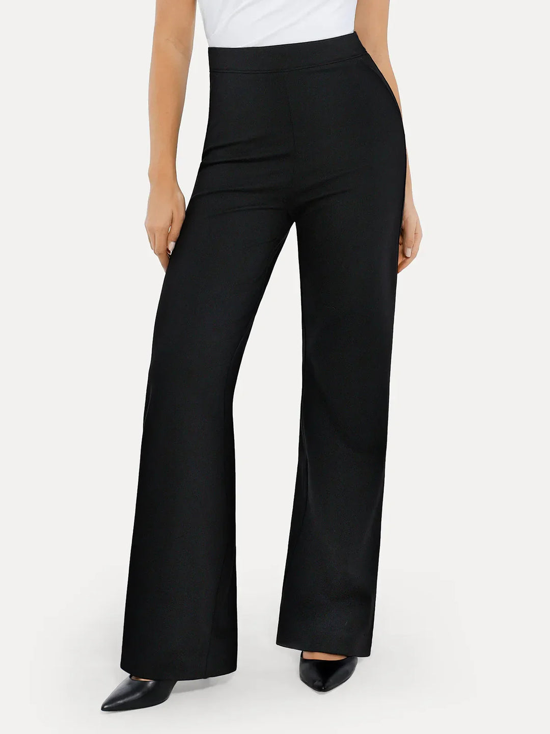 Popilush® Business Casual Pants Black / XS Shapewear Executive High Waisted Wide-Leg Ponte Pants