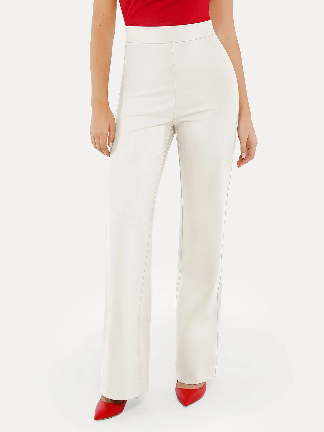 Popilush® Business Casual Pants White / XS Shapewear Executive High Waisted Wide-Leg Ponte Pants