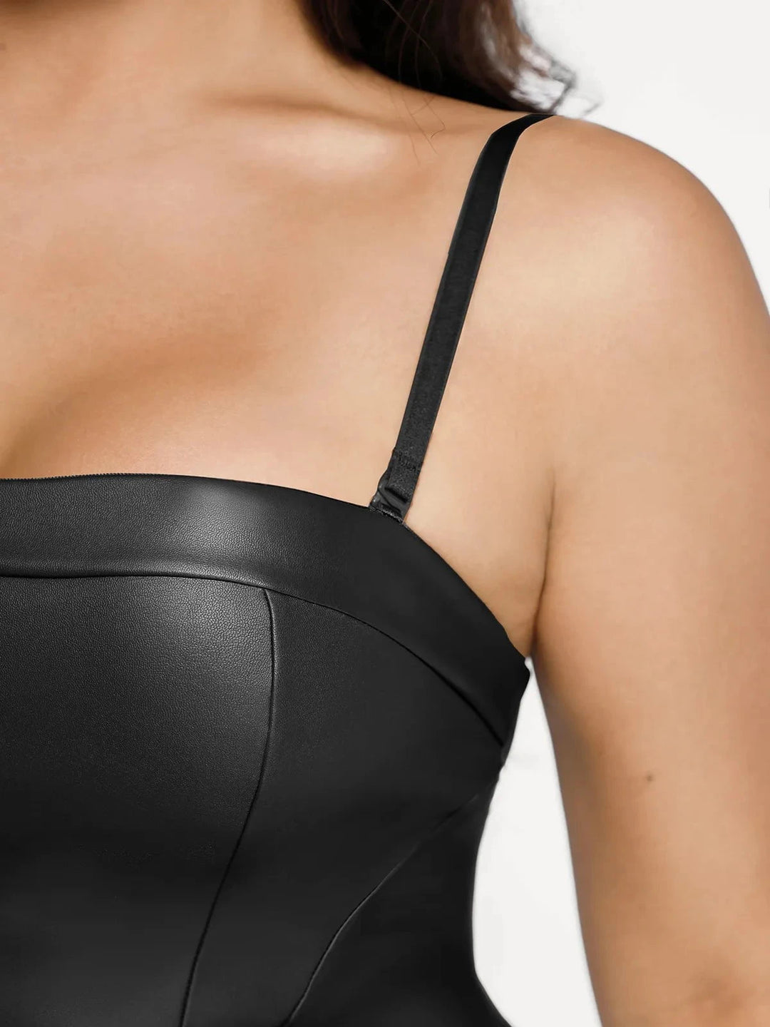 Popilush® Sexy Slip Flare Jumpsuit Shapewear Faux Leather Corset Bodice Slimming Jumpsuit