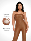 Popilush® Sexy Slip Flare Jumpsuit Shapewear Faux Leather Corset Jumpsuit Set
