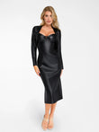 Faux leather corset dress with bolero set by Popilush®, perfect shapewear.