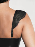 Popilush® Shapewear Faux Leather Draped Lace Mini Dress