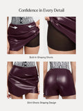Popilush® Shapewear Faux Leather High-Waisted Skort