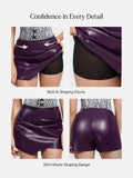 Popilush® Shapewear Faux Leather High-Waisted Skort