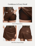 Popilush® Shapewear Faux Leather High-Waisted Skort