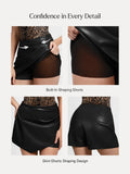 Popilush® Shapewear Faux Leather High-Waisted Skort