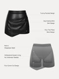Popilush® Shapewear Faux Leather High-Waisted Skort
