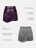 Popilush® Shapewear Faux Leather High-Waisted Skort