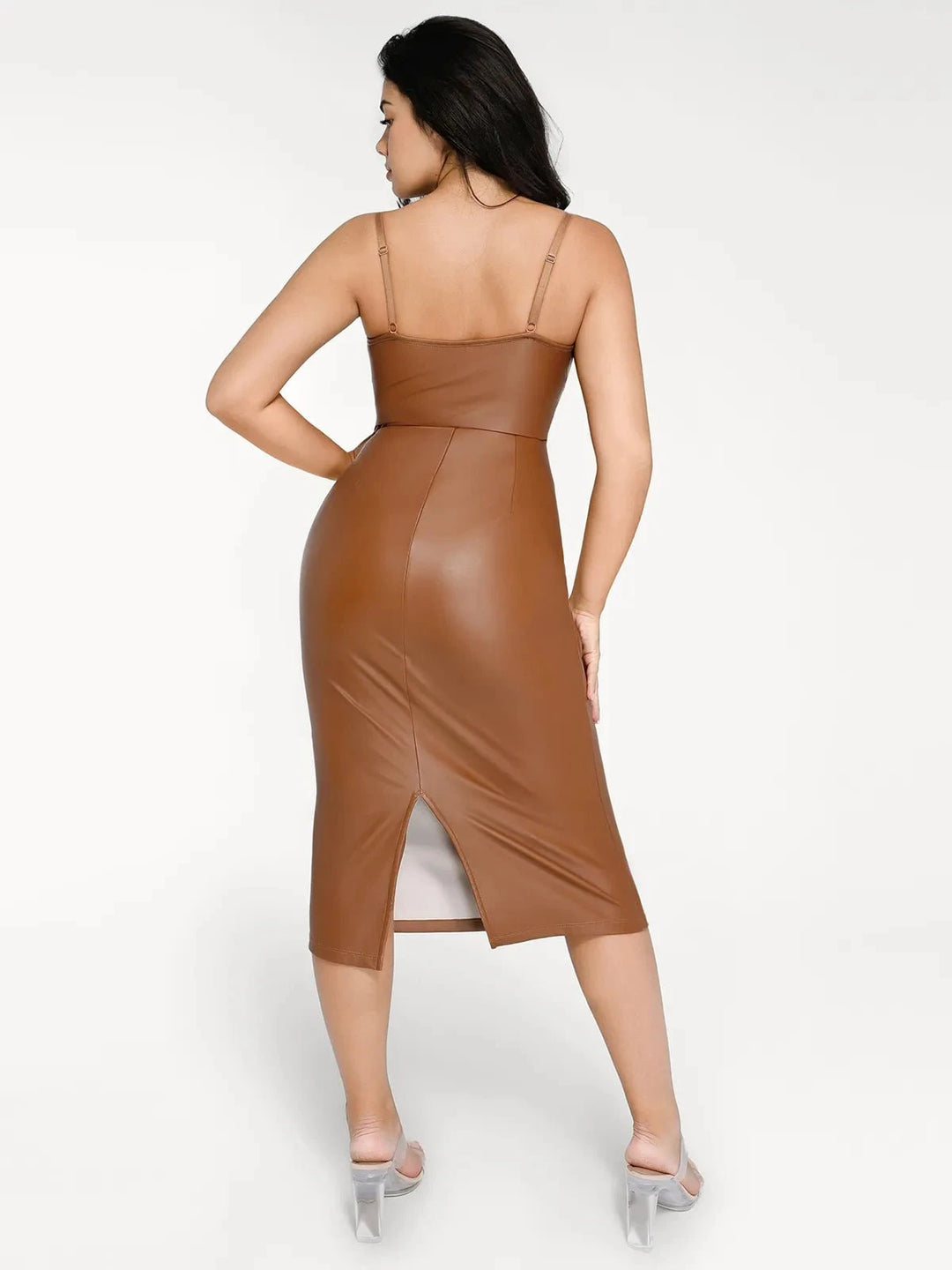 Faux Leather Corset Midi | Hourglass Shapewear - Popilush Faux Leather Corset Midi | Hourglass Shapewear - Popilush