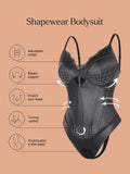 Popilush® Sexy Stylish Outfits Shapewear Faux Leather Hourglass Cutout Corset Bodysuit Butt Lifting Skirt Set