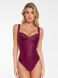 Popilush® Sexy Tops Body Shaper Dark Purple / XS Shapewear Faux Leather Lace Balconette Sculpting Bodysuit