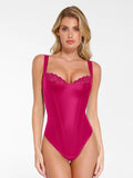 Popilush® Sexy Tops Body Shaper Pink / XS Shapewear Faux Leather Lace Balconette Sculpting Bodysuit