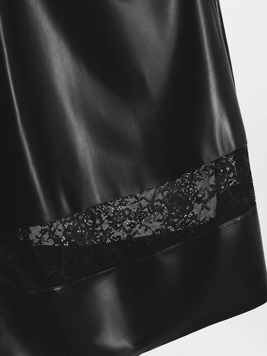 Popilush® Shapewear Faux Leather Lace Panel Corset A-Line Midi Dress