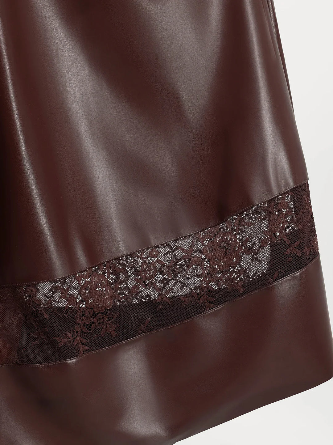 Popilush® Shapewear Faux Leather Lace Panel Corset A-Line Midi Dress