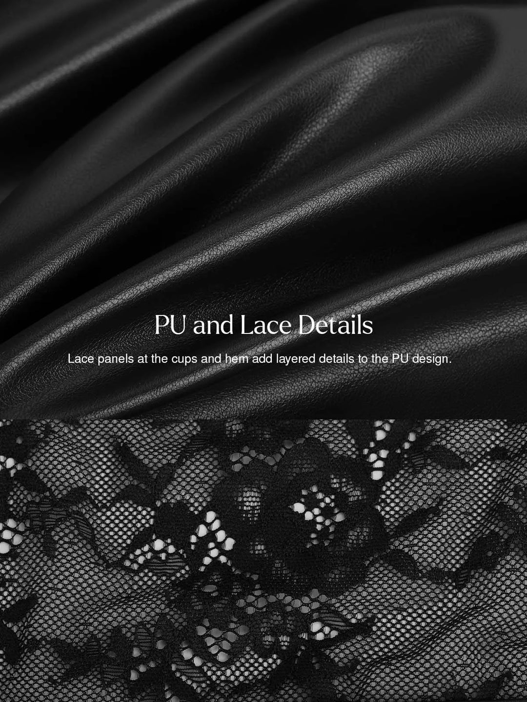 Popilush® Shapewear Faux Leather Lace Panel Corset A-Line Midi Dress