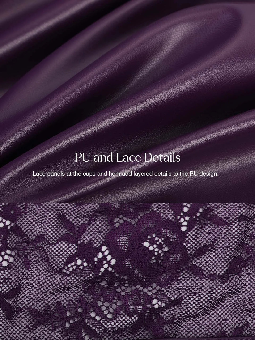 Popilush® Shapewear Faux Leather Lace Panel Corset A-Line Midi Dress