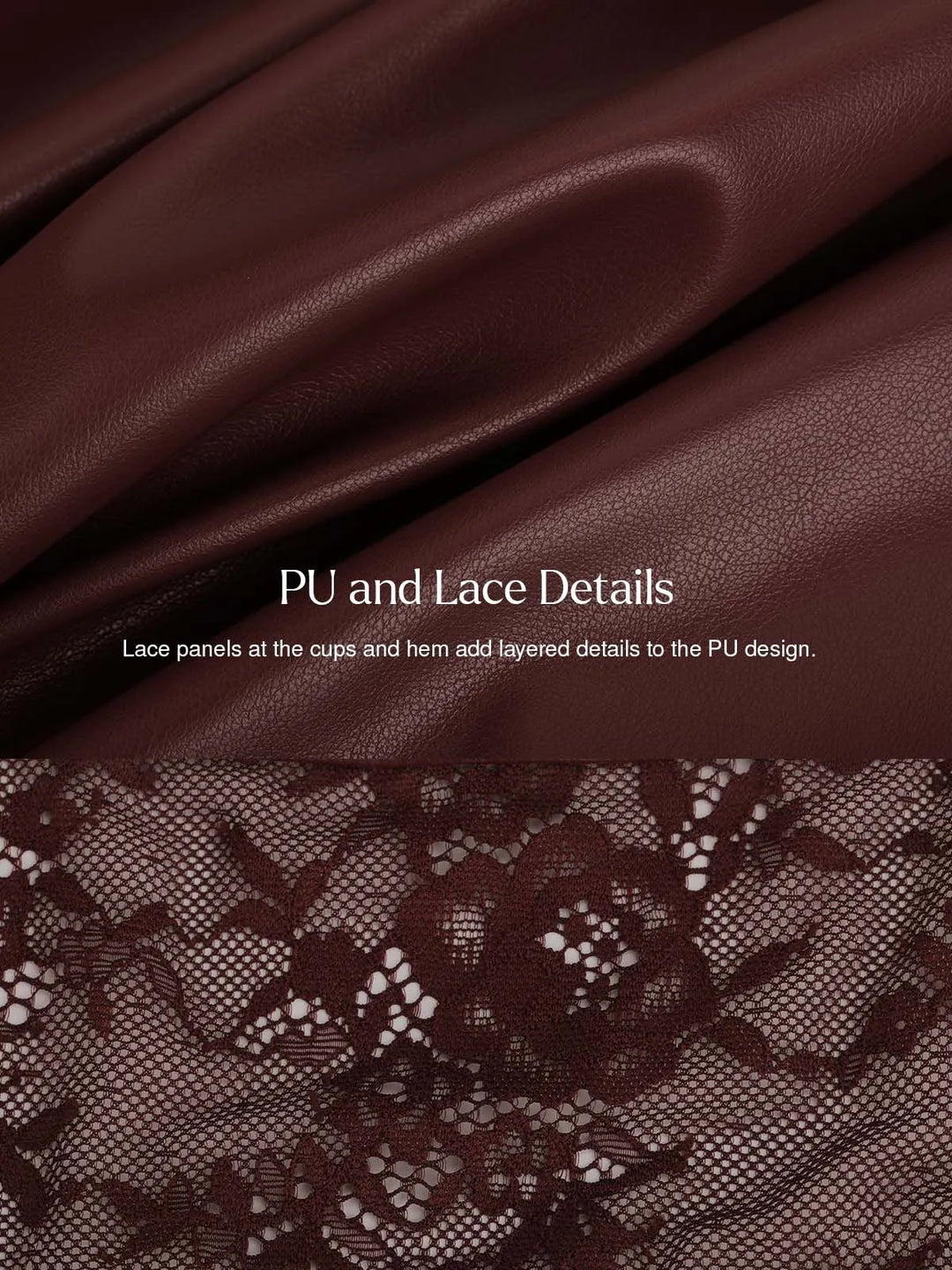 Popilush® Shapewear Faux Leather Lace Panel Corset A-Line Midi Dress