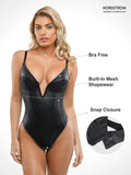 Popilush® Tops Body Shaper Tank Shapewear Faux Leather Plunging V Sculpting Corset Bodysuit