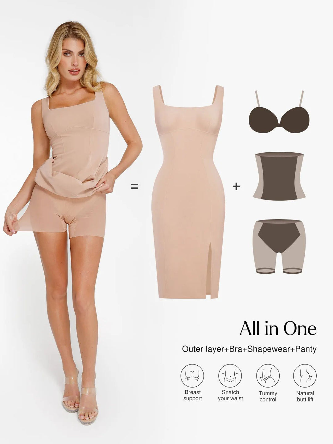 Faux Nubuck Bodycon Midi Dress | Sculpting Shapewear Faux Nubuck Bodycon Midi Dress | Sculpting Shapewear