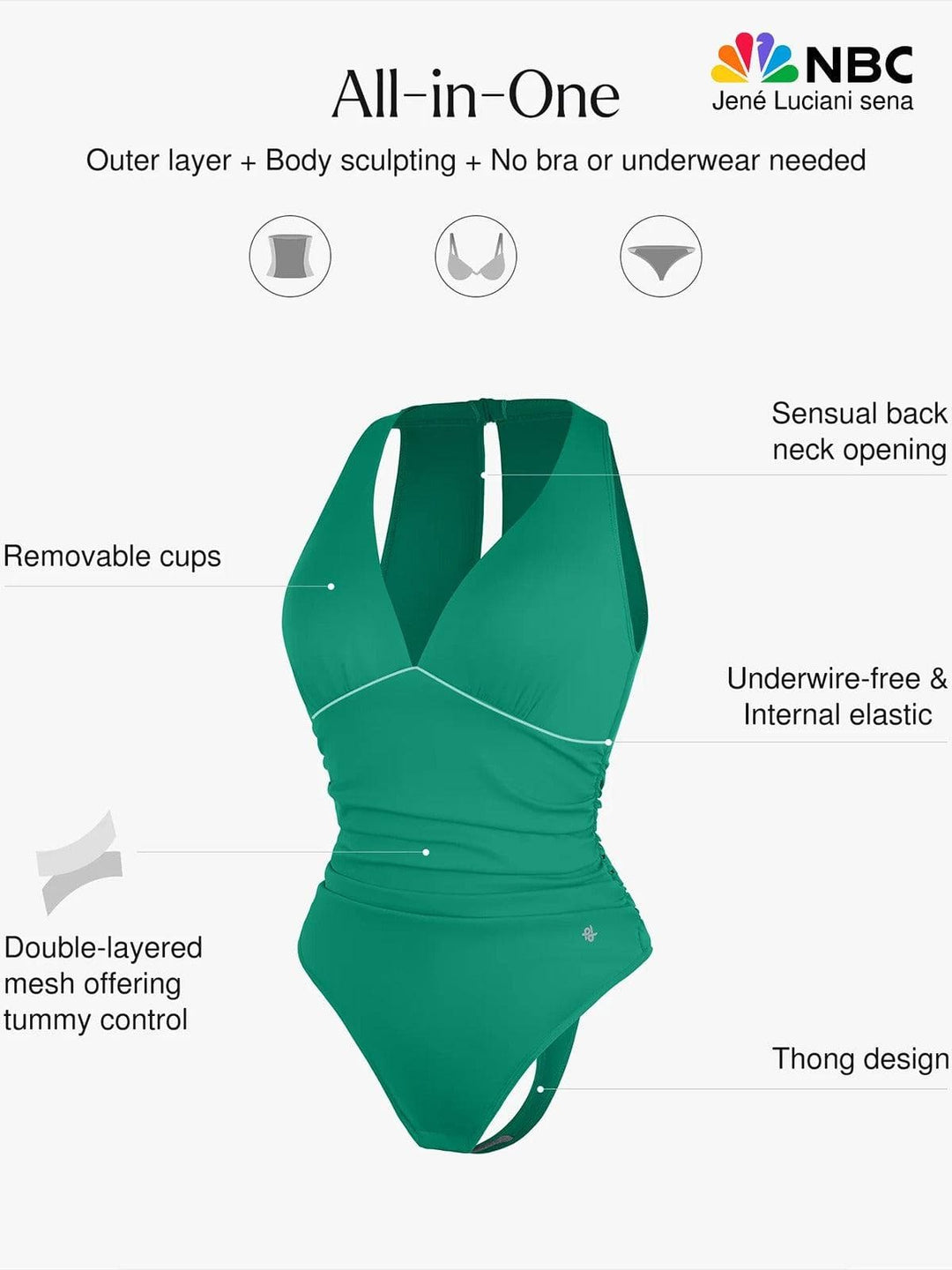 Popilush® Sexy Deep V Tops Body Shaper Vacation Outfits Shapewear Halter Cowl Neck Ruched Tummy Control Bodysuit