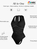Popilush® Sexy Deep V Tops Body Shaper Vacation Outfits Shapewear Halter Cowl Neck Ruched Tummy Control Bodysuit