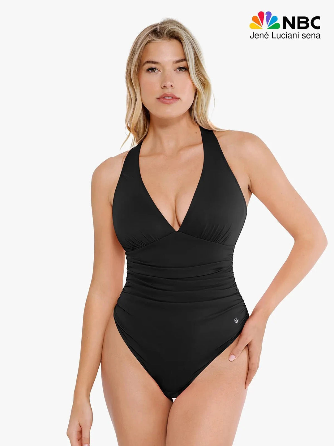 Popilush® Sexy Deep V Tops Body Shaper Vacation Outfits Shapewear Halter Cowl Neck Ruched Tummy Control Bodysuit