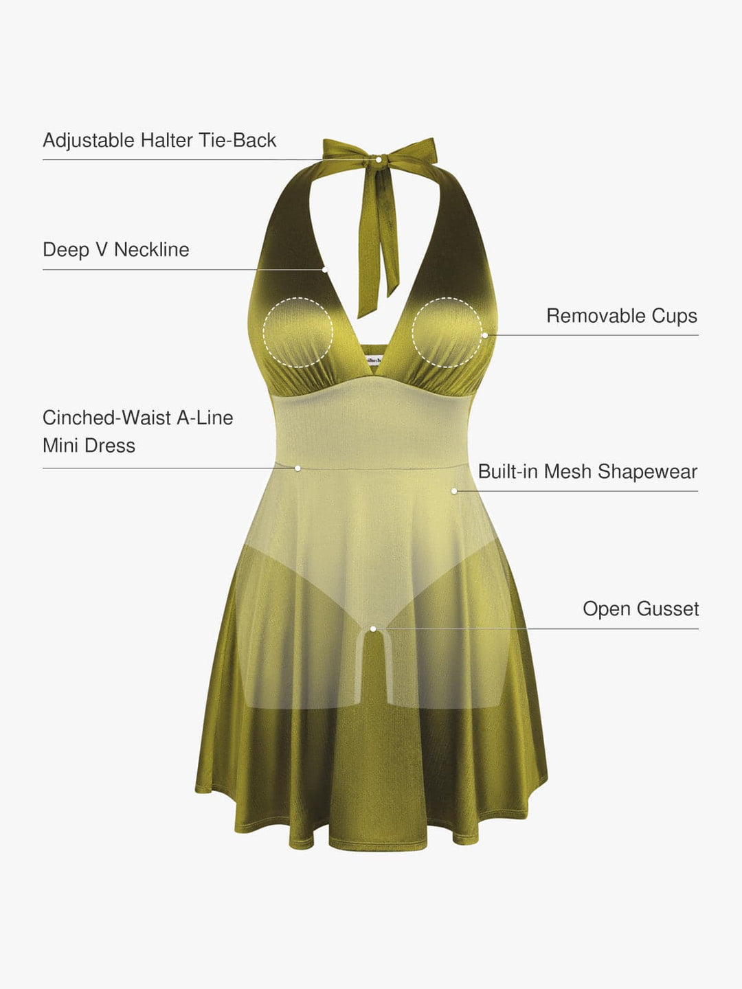 Popilush® Shapewear Halter Fit & Flare Mini Dress