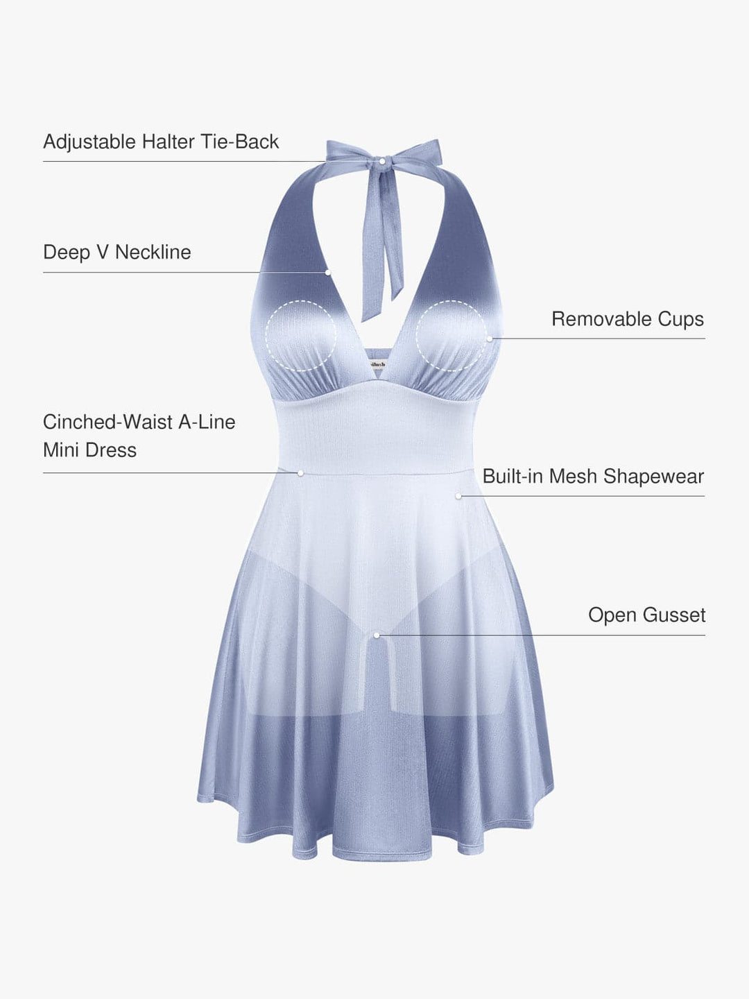 Popilush® Shapewear Halter Fit & Flare Mini Dress