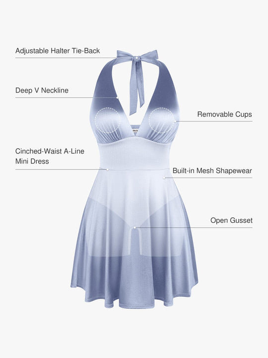 Popilush® Shapewear Halter Fit & Flare Mini Dress