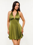 Popilush® Green / XS Shapewear Halter Fit & Flare Mini Dress