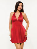 Popilush® Red / XS Shapewear Halter Fit & Flare Mini Dress