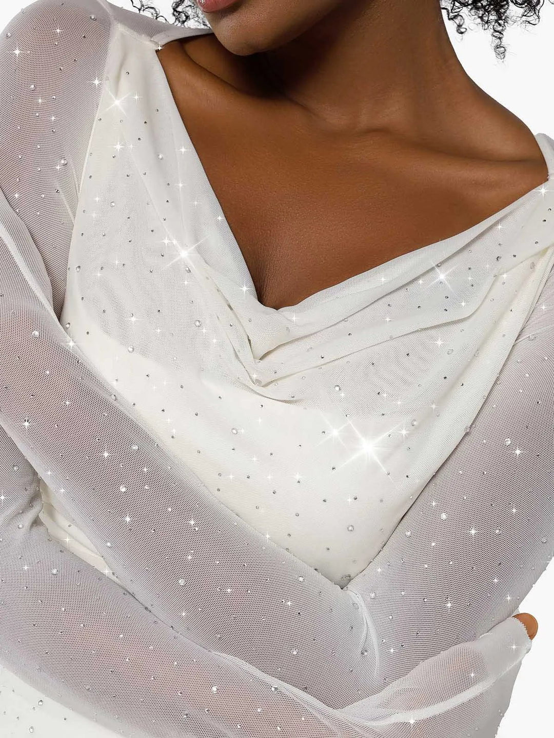 Shapewear Heat-Set Crystal Mesh Long Sleeve Slim Mini Dress – Popilush®