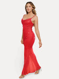Popilush® Diamonds Bodycon Party Cocktail Evening Gown Shapewear Heat-Set Crystal Mesh Slimming Maxi Slip Dress