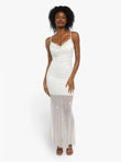 Elegant white maxi dress with rhinestone detailing by Popilush®, perfect for special occasions.