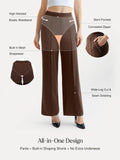 Popilush® Shapewear High-Waisted Tummy Control Wide Leg Pants(draft)