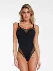 Sleek black mesh camisole bodysuit by Popilush®, perfect shapewear.