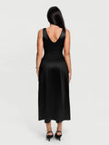 Popilush® Shapewear Lace Charmeuse Deep V-Neck Tummy Control Maxi Slip Dress