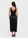 Popilush® Shapewear Lace Charmeuse Deep V-Neck Tummy Control Maxi Slip Dress