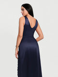 Popilush® Shapewear Lace Charmeuse Deep V-Neck Tummy Control Maxi Slip Dress