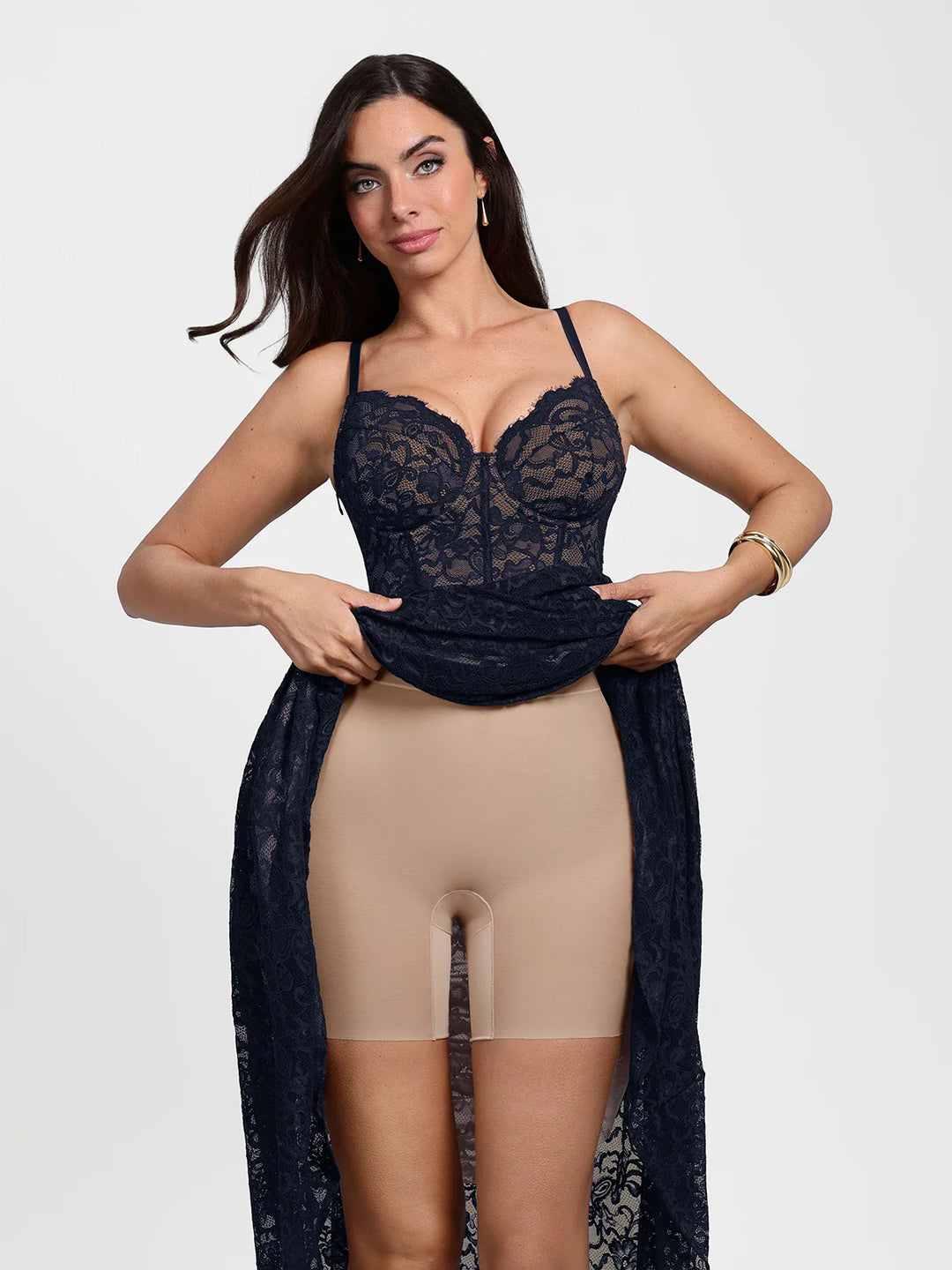 Popilush® Shapewear Lace Corset A-Line Maxi Dress