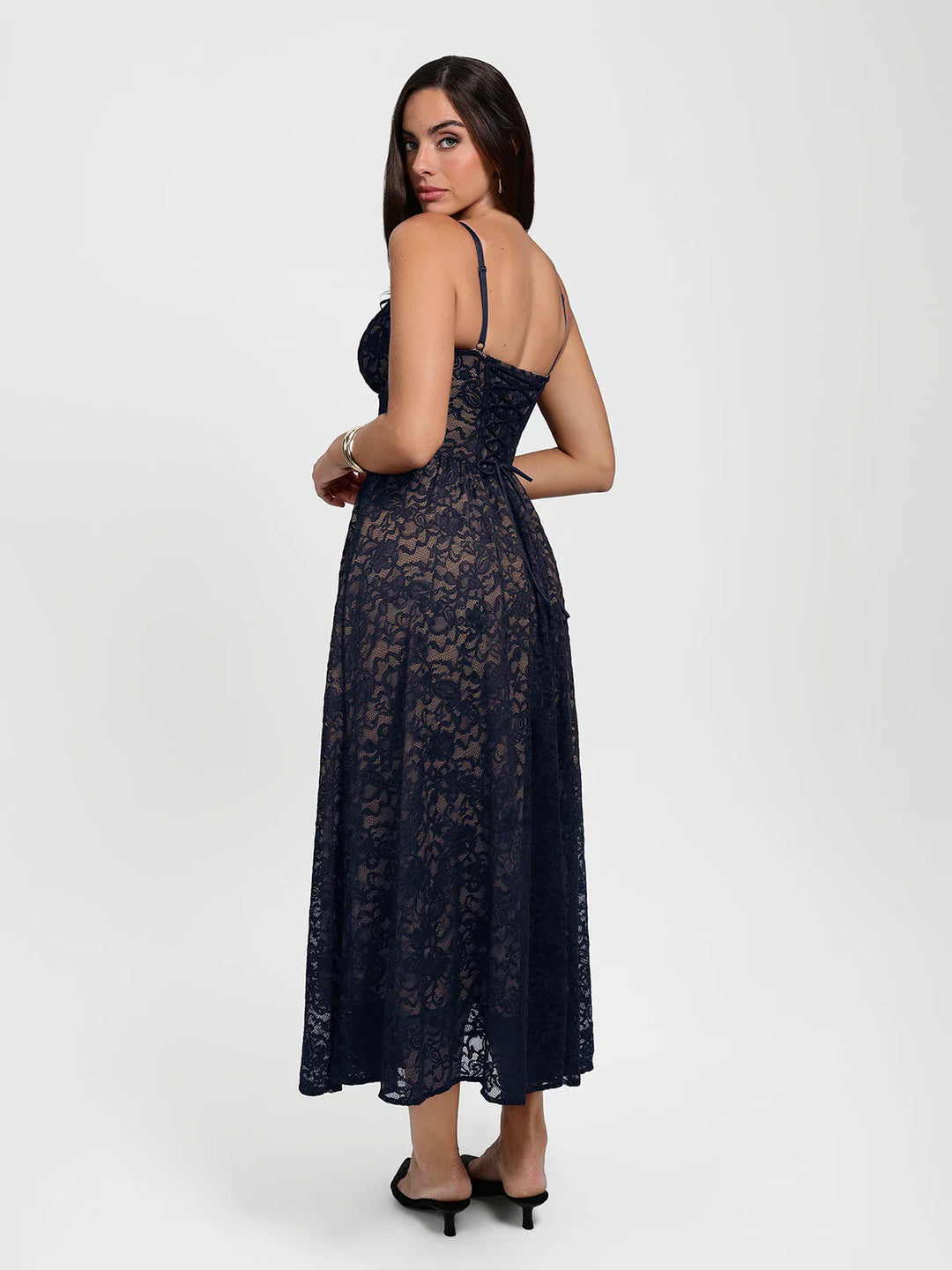 Popilush® Shapewear Lace Corset A-Line Maxi Dress