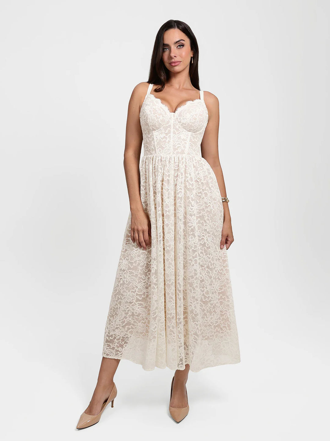 Popilush® Shapewear Lace Corset A-Line Maxi Dress