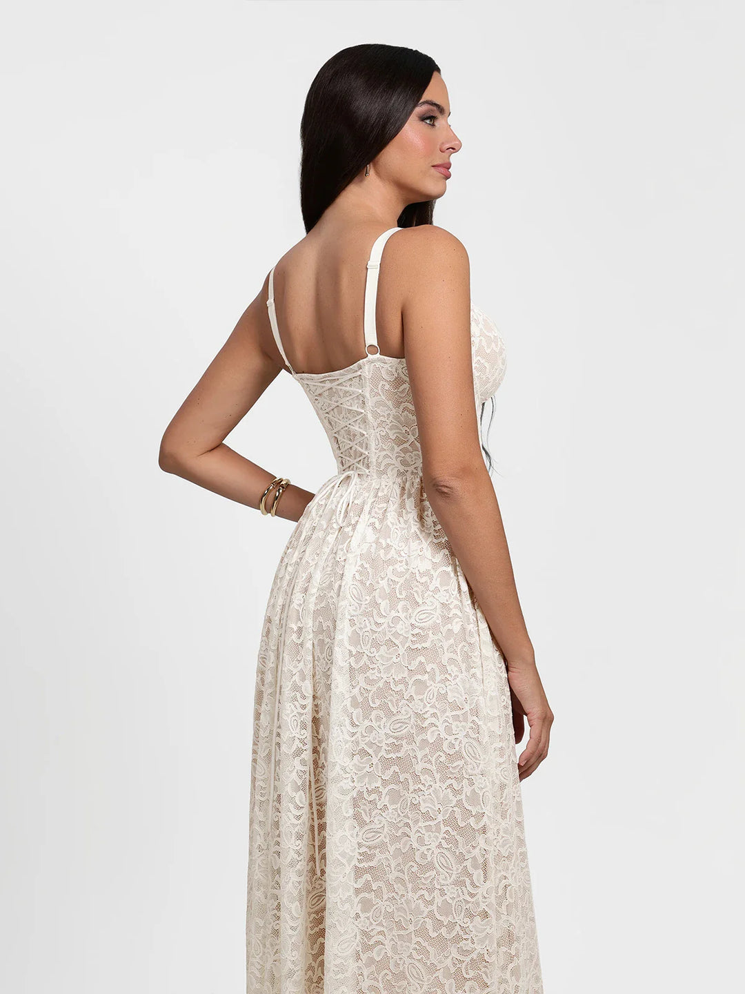 Popilush® Shapewear Lace Corset A-Line Maxi Dress