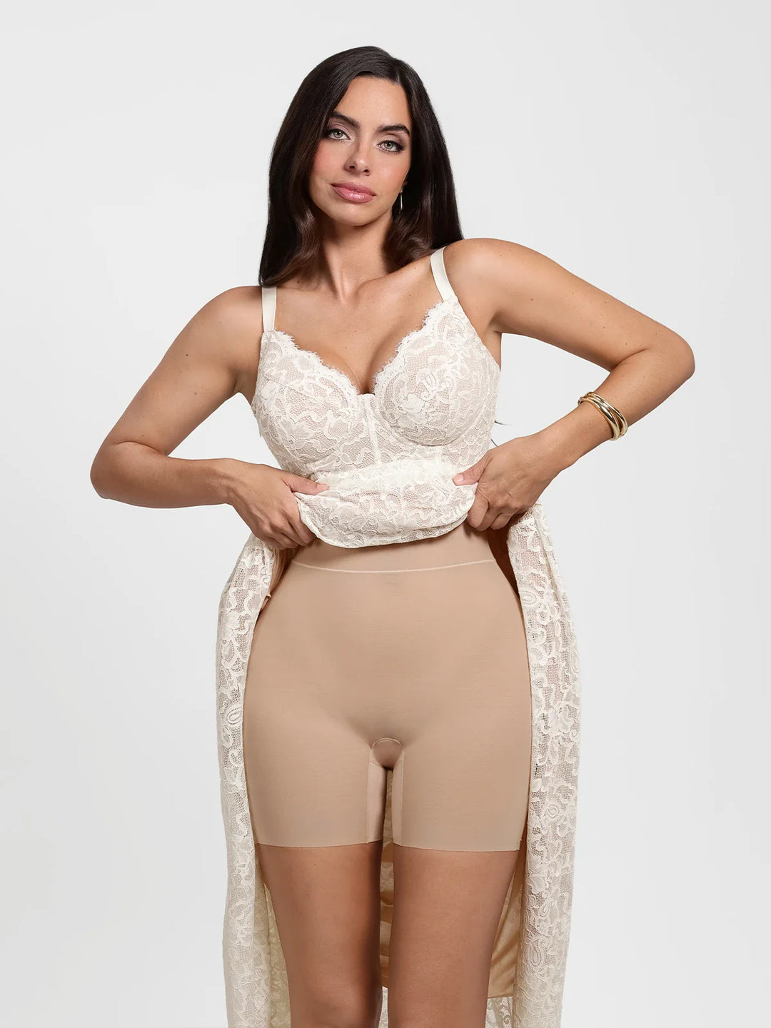 Popilush® Shapewear Lace Corset A-Line Maxi Dress