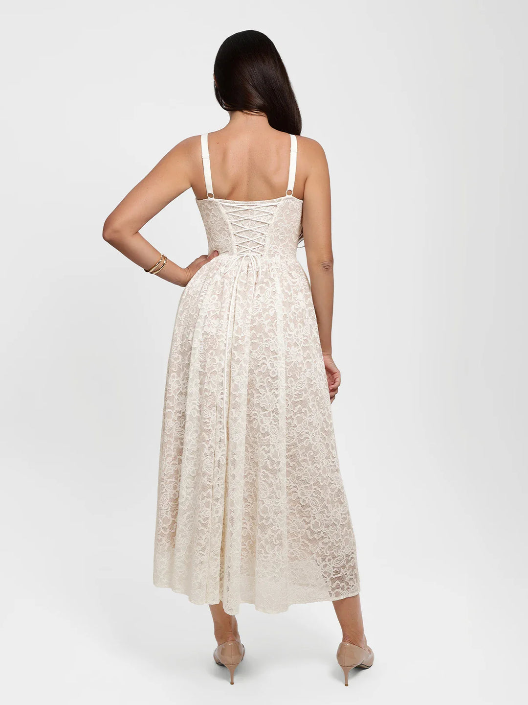 Popilush® Shapewear Lace Corset A-Line Maxi Dress