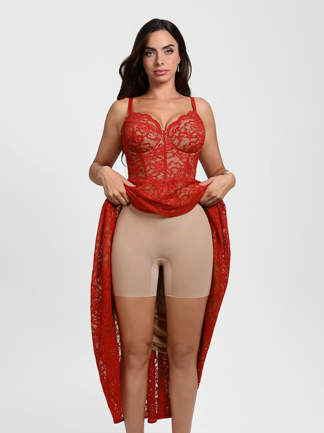 Popilush® Shapewear Lace Corset A-Line Maxi Dress