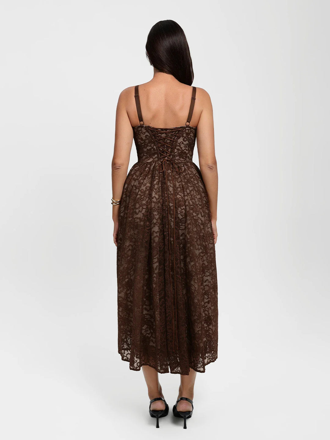 Popilush® Shapewear Lace Corset A-Line Maxi Dress