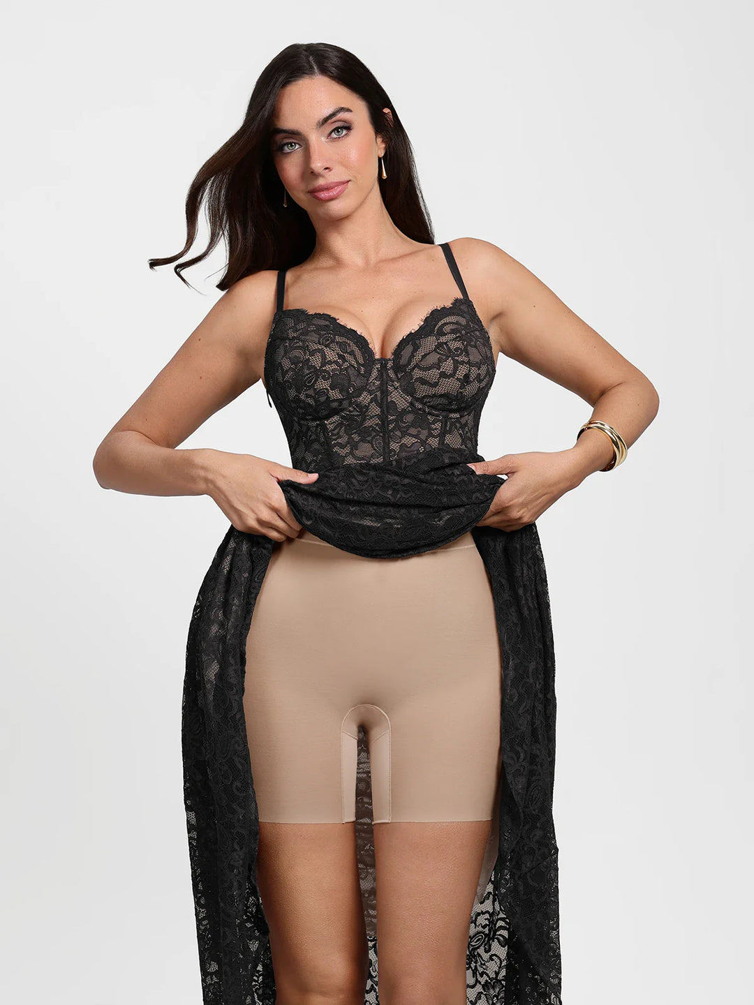 Popilush® Shapewear Lace Corset A-Line Maxi Dress