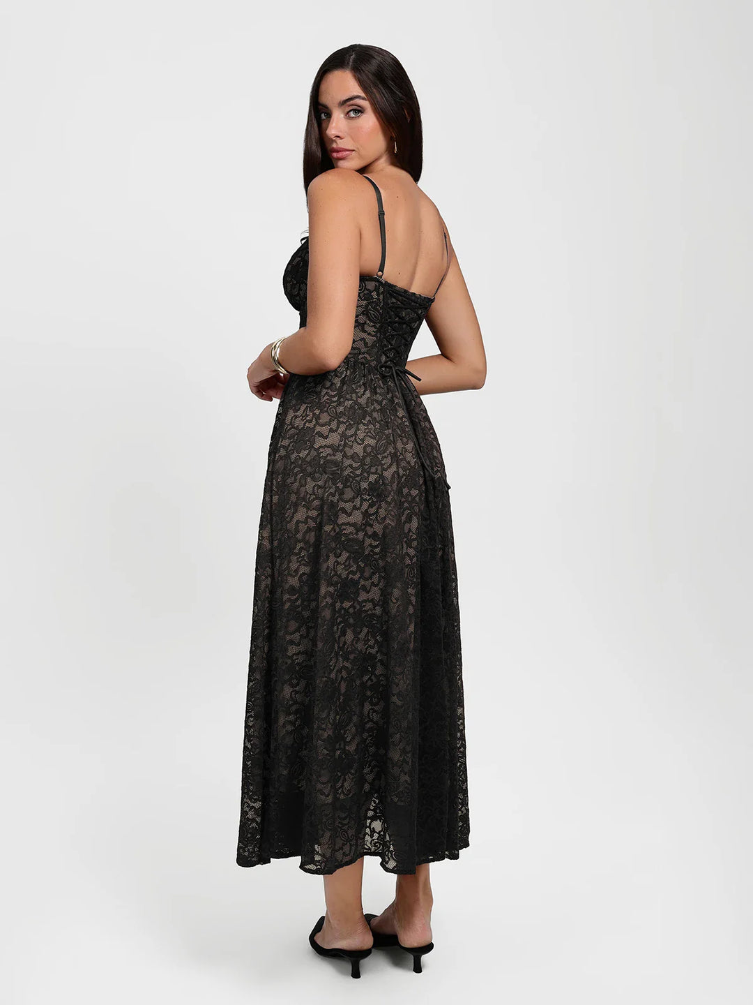 Popilush® Shapewear Lace Corset A-Line Maxi Dress