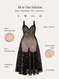 Popilush® Shapewear Lace Corset A-Line Maxi Dress